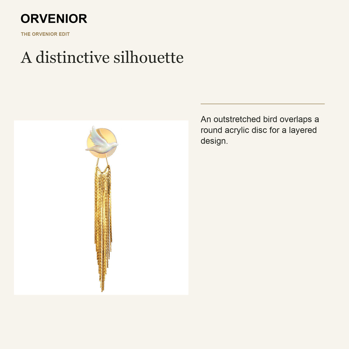 ORVENIOR Bird Disc and Chain Fringe Brooch for Women PT04 design