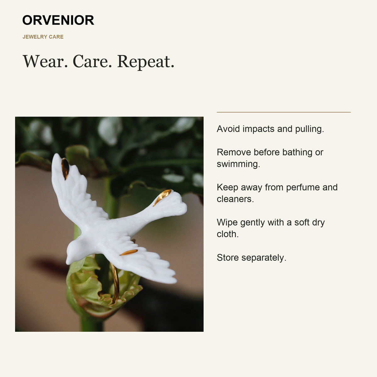 ORVENIOR Flying Bird Statement Ring for Women PT07 care