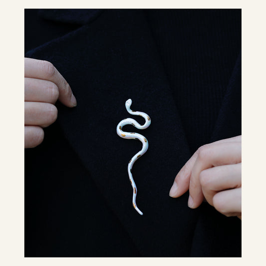 ORVENIOR Spotted Snake Statement Brooch for Women PT01