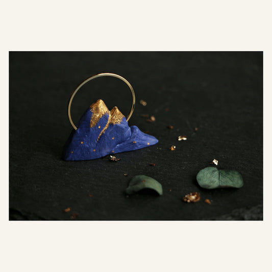 ORVENIOR Blue Mountain Sunrise Circle Brooch for Women PT01