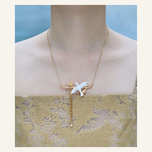 ORVENIOR Bird and Branch Tassel Necklace for Women PT01